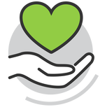 Hand Holding heart icon for group medical & dental insurance for holistic nutritionists
